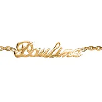 bracelet en plaqué or chaîne maille forçat avec découpe anglaise 1 prénom - longueur 18,5cm réglable 17cm