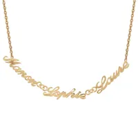 collier en plaqué or chaîne maille forçat avec découpe anglaise 3 prénoms - longueur 40cm + 3cm de rallonge