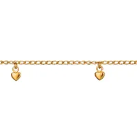 chaîne de cheville en plaqué or avec 6 pampilles petits coeurs - longueur 22cm + 2cm de rallonge