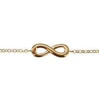 bracelet en plaqué or chaîne avec au milieu symbole infini lisse - longueur 16cm + 2cm de rallonge