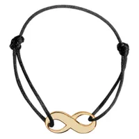 bracelet en plaqué or cordon coulissant en coton noir avec motif infini
