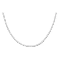 collier en cuir blanc tressé et fermoir en argent rhodié pour charms - longueur 42cm + 3cm de rallonge