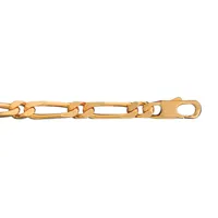 bracelet en plaqué or chaîne maille figaro 1+1 largeur 5mm et longueur 21cm