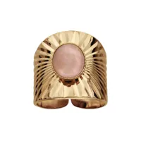 bague en plaqué or et pierre ouverte drapée pierre centrale quartz rose véritable