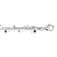 bracelet en argent rhodié avec triple chaîne fantaisie longueur 17+3cm