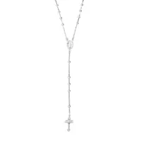 chapelet en argent rhodié croix longueur 55cm sans fermoir