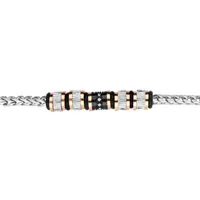 bracelet en acier mailles palmier avec plusieurs rondelles en pvd rose et caoutchouc double fermoir 21+1cm