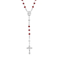 collier en argent rhodié chapelet avec perles en verre facette grenat 50+5cm