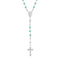 collier en argent rhodié chapelet avec perles en verre facette turquoise 50+5cm