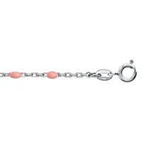 chaîne de cheville en argent rhodié perles couleur rose 23+3cm