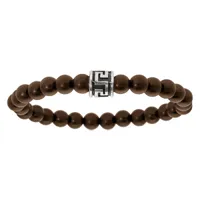 bracelet extensible junior avec perles en bois marron et motif grecque