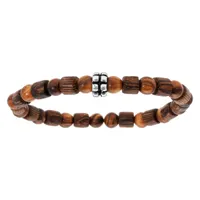 bracelet extensible junior avec perles en bois marron et motif géométrique