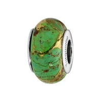 charms en argent rhodié en pierre naturelle rendu turquoise verte