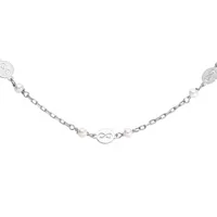 collier en argent rhodié pastille infini perles blanches en verre de swarovski 37+5cm