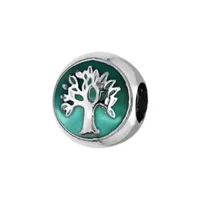 charms thabora en argent rhodié arbre de vie sur fond vert