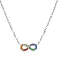collier enfant en argent rhodié chaîne avec pendentif infini coloré 35+4cm