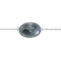 bracelet en acier chaîne avec pierre naturelle labradorite (amitié & intuition) 15+3cm