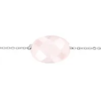 bracelet en acier chaîne avec pierre naturelle quartz rose (amour & paix) 15+3cm