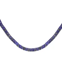 collier en argent rhodié rondelles pierre lapis lazuli véritable 40+5cm