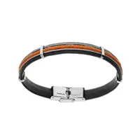 bracelet en acier et caoutchouc câble et cordon orange 20cm