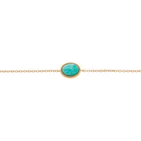bracelet en plaqué or chaîne avec pierre amazonite véritable contour perlé 16+2cm