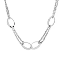 collier en acier sautoir double chaîne avec anneaux ovales 77cm