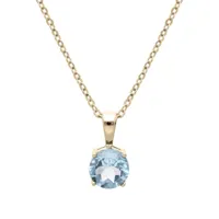 collier en plaqué or chaîne avec pendentif pierre véritable topaze bleu 6,5mm 42+3cm