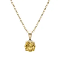 collier en plaqué or chaîne avec pendentif pierre véritable citrine 6,5mm 42+3cm