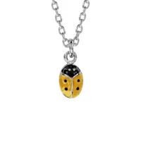 collier enfant en argent chaîne avec pendentif coccinelle jaune et point noir 36+2cm
