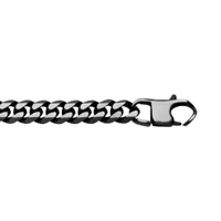 bracelet en acier maille gourmette largeur 8mm avec pvd brossé aspect patiné chanfrein noir longueur 21cm