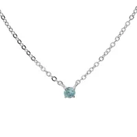 collier en argent rhodié chaîne avec pendentif pierre véritable topaze bleu 3mm 38+5cm