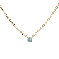 collier en plaqué or chaîne avec pendentif pierre véritable topaze bleu 3mm 38+5cm