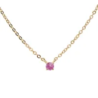 collier en plaqué or chaîne avec pendentif pierre véritable tourmaline rose 3mm 38+5cm