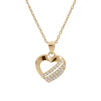 collier en plaqué or chaîne avec pendentif coeur 3 barettes oxydes blancs sertis 40+5cm