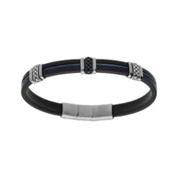 bracelet en acier et caoutchouc câble bleu motif fermoir aimanté 20+1.5cm double fermoir