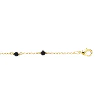 bracelet en plaqué or pierre onyx véritable 16+2cm