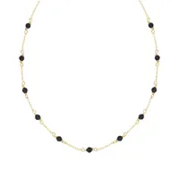 collier en plaqué or pierre onyx véritable, réglable de 38cm à 42cm