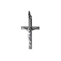 pendentif 30x18mm en or blanc 9ct - 375/1000 croix religieuse représentation de la crucifixion