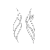 naava - boucles d'oreilles pendantes - femme - or blanc (9 carats) 3.11 gr - diamant 0.1 cts