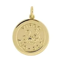 pendentif 22mm en or jaune 9ct - 375/1000 signe du zodiaque vierge