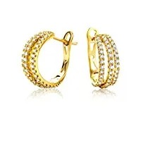 miore boucles d'oreilles pour femmes avec diamants 0.6 ct créoles en or jaune 18 carat / 750 or, bijou avec diamants et brillants