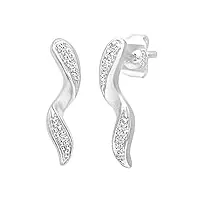 naava - boucles d'oreilles pendantes - femme - or blanc (9 carats) 0.7 gr - diamant 0.005 cts