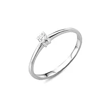 miore bijoux pour femmes bague de fiançailles avec diamant solitaire 0.07 ct anneau en or blanc 18 carats / 750 or