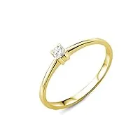 miore bijoux pour femmes bague de fiançailles avec diamant solitaire 0.07 ct anneau en or jaune 18 carats / 750 or