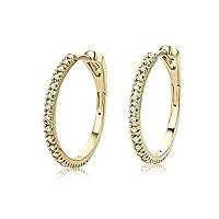miore boucles d'oreilles pour femmes avec diamants 0.20 ct créoles en or jaune 18 carat / 750 or, bijou avec diamants et brillants