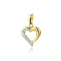 miore bijoux femmes pendentif coeur avec diamant solitaire 0.01 ct en or bicolor 18 carat / 750 or