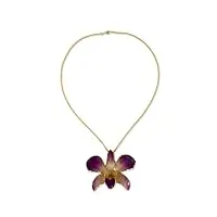 novica femme 24k rose et pourpre orchidée naturelle fleur pendentif collier orchidée fantasy ' or