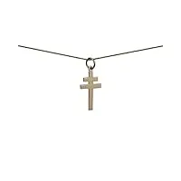 croix de lorraine en or jaune 9ct - 375/1000, 20x17mm, simple avec chaîne gourmette lumineuse de 45cm