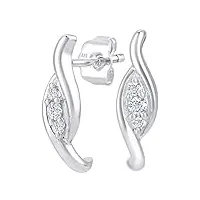 naava - boucles d'oreilles pendantes femme - or blanc (9 carats) 1.2 gr - diamant 0.0015 cts