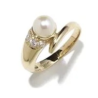 perles bague femme en or 18 carats jaune avec perle de culture et zircon blanc, taille 52, 4.6 grammes